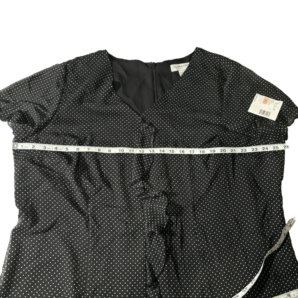 NWT Sag Harbor Blouse Polka Dot Sheer Ruffles V-neck Office Workwear Size 2X - Picture 12 of 14